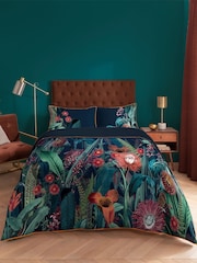 Graham & Brown Blue Tigerlily 100% Cotton Duvet Cover and Pillowcase Set - Image 1 of 5