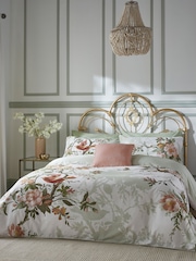 Graham & Brown Sage Green Venetian 100% Cotton Duvet Cover and Pillowcase Set - Image 1 of 5