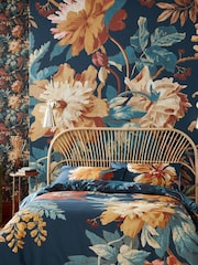 Graham & Brown Blue Florenzia 100% Cotton Duvet Cover and Pillowcase Set - Image 1 of 3