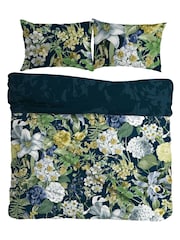 Graham & Brown Navy Blue Glasshouse Flora 100% Cotton Duvet Cover and Pillowcase Set - Image 4 of 5