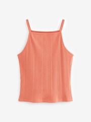 Coral Pink Square Neck Strappy Crinkle Top - Image 5 of 6