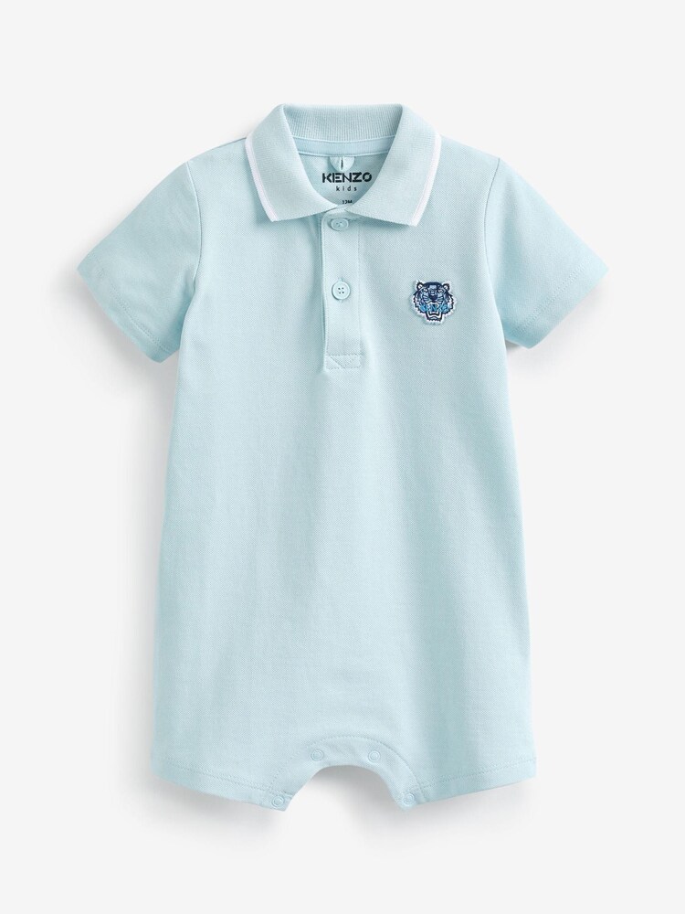 KENZO KIDS Baby Blue Polo Logo Romper - Image 1 of 1