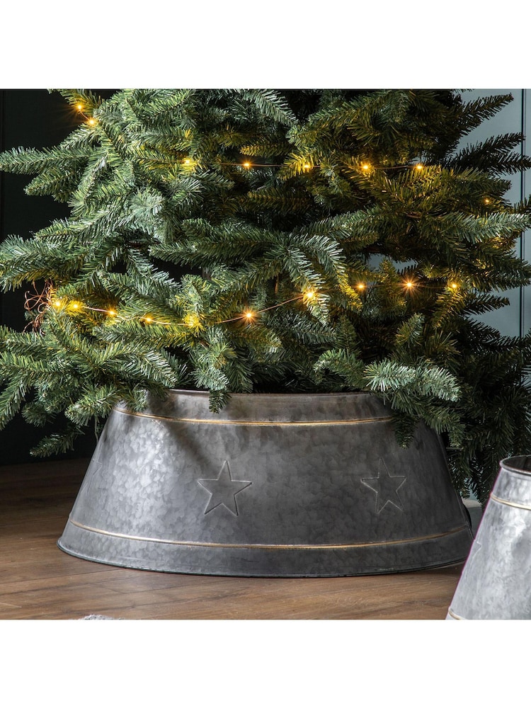Gallery Home Grey Large Stars Tree Skirt - Image 1 of 3