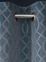 Blue Next Collection Luxe Heavyweight Maeve Damask Velvet Eyelet Lined Curtains - Image 3 of 5