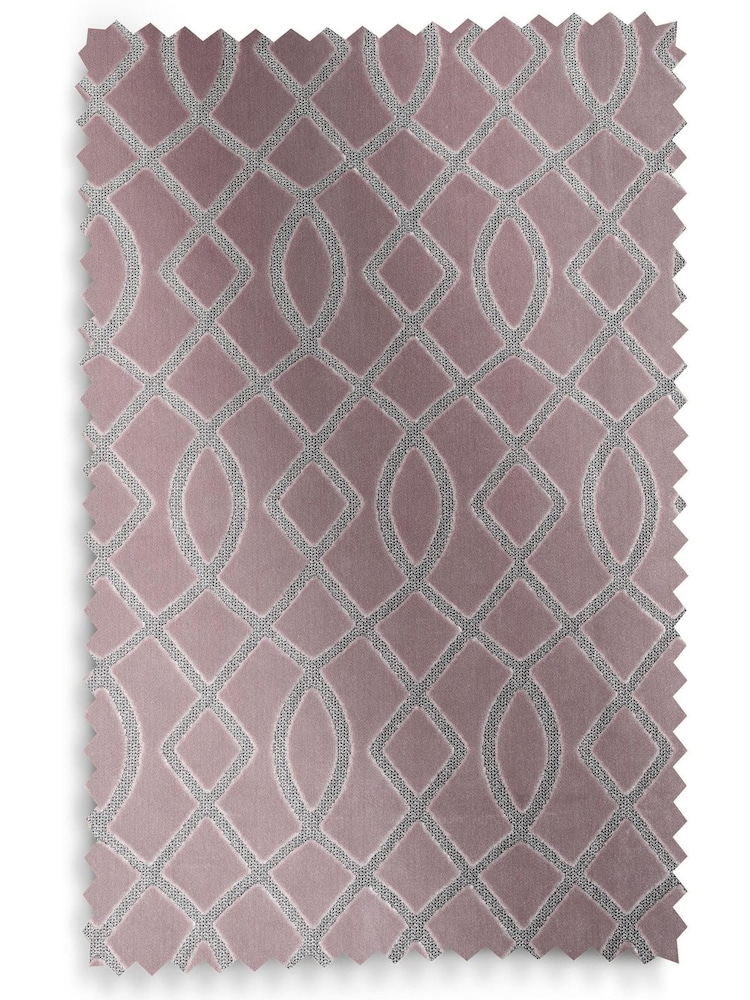 Blush Pink Next Collection Luxe Heavyweight Maeve Damask Velvet Eyelet Lined Curtains - Image 5 of 5