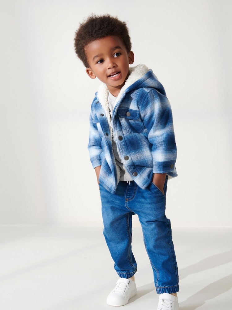 Blue Check Hooded Shacket (3mths-7yrs) - Image 2 of 8 Blue Check Hooded Shacket (3mths-7yrs) - Image 2 of 8