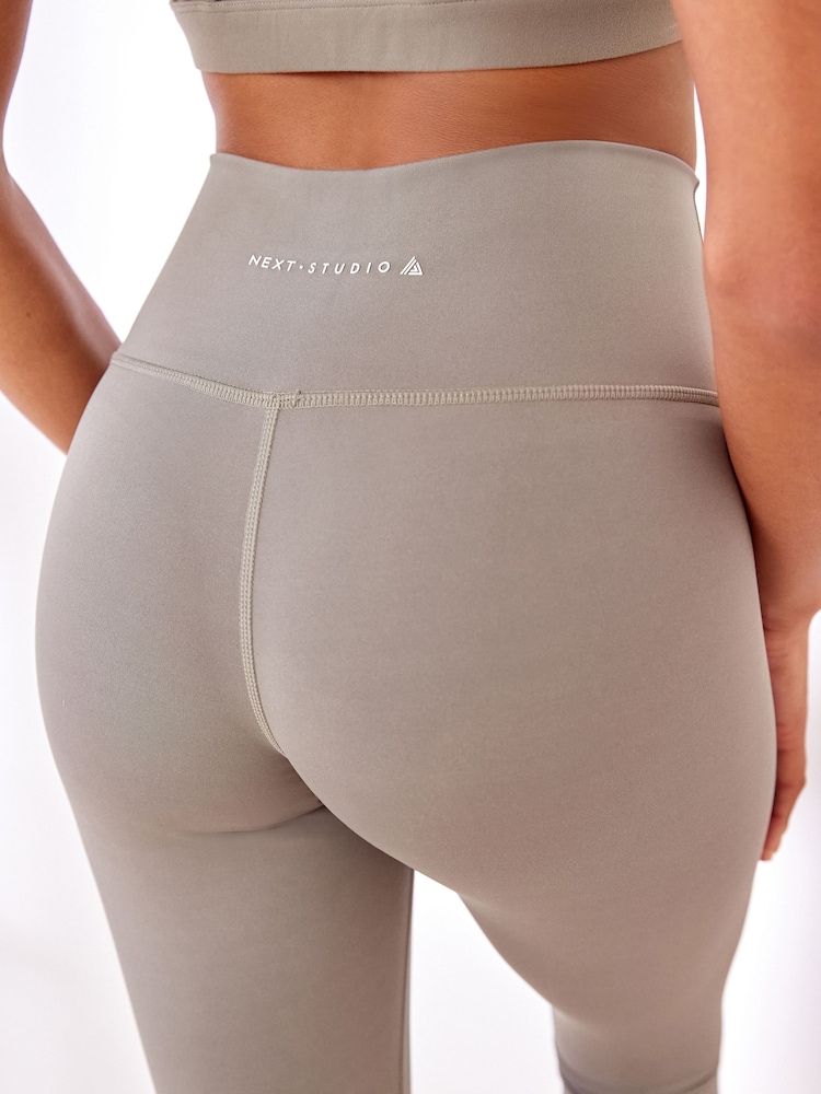 Olive Green Active Studio Sports Wrap Front High Waist Full Length Leggings - Image 7 of 9