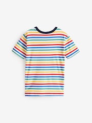 Benetton Boys Striped 100% Cotton Logo T-Shirt - Image 2 of 4