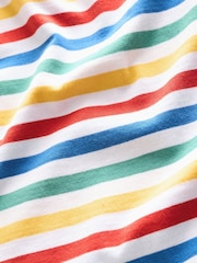 Benetton Boys Striped 100% Cotton Logo T-Shirt - Image 4 of 4