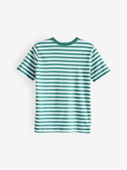 Benetton Boys Striped 100% Cotton Logo T-Shirt - Image 2 of 4