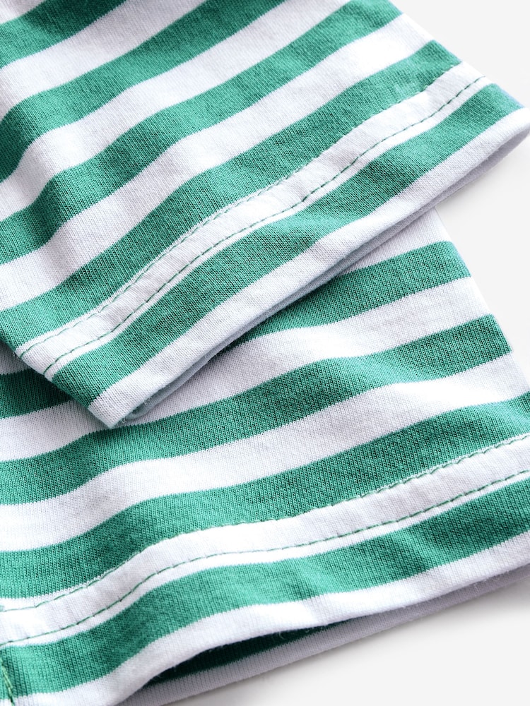 Benetton Boys Striped 100% Cotton Logo T-Shirt - Image 3 of 4