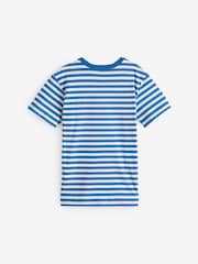 Benetton Boys Striped 100% Cotton Logo T-Shirt - Image 2 of 4