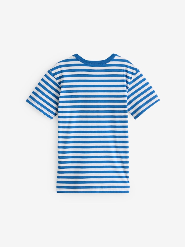 Benetton Boys Striped 100% Cotton Logo T-Shirt - Image 2 of 4