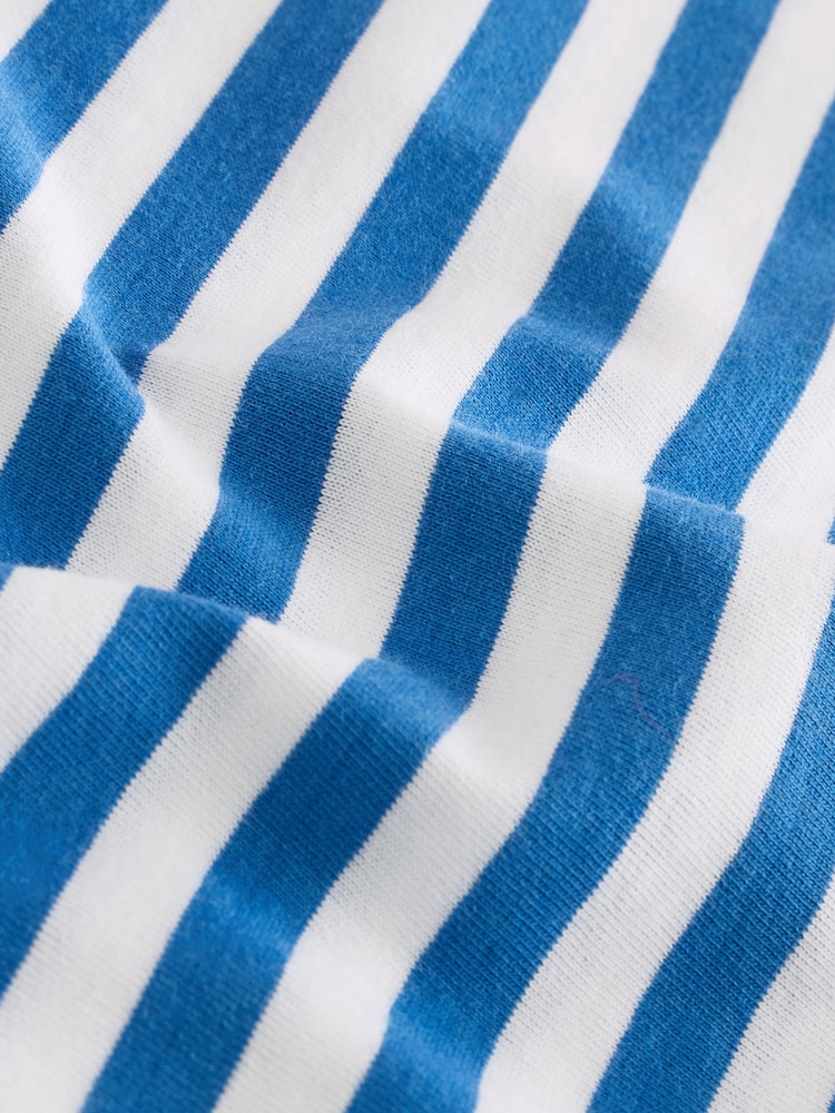 Benetton Boys Striped 100% Cotton Logo T-Shirt - Image 3 of 4