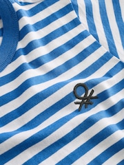 Benetton Boys Striped 100% Cotton Logo T-Shirt - Image 4 of 4