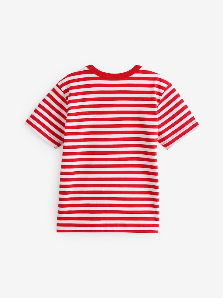 Benetton Boys Striped 100% Cotton Logo T-Shirt - Image 2 of 4