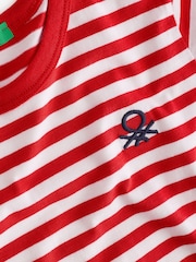Benetton Boys Striped 100% Cotton Logo T-Shirt - Image 3 of 4