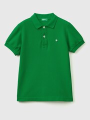 Benetton Boys 100% Cotton Logo Polo Shirt - Image 1 of 2