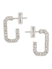 All Saints Silver Tone Pave Link Huggie Earrings - Image 2 of 4