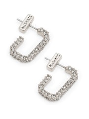 All Saints Silver Tone Pave Link Huggie Earrings - Image 3 of 4