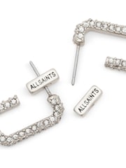All Saints Silver Tone Pave Link Huggie Earrings - Image 4 of 4