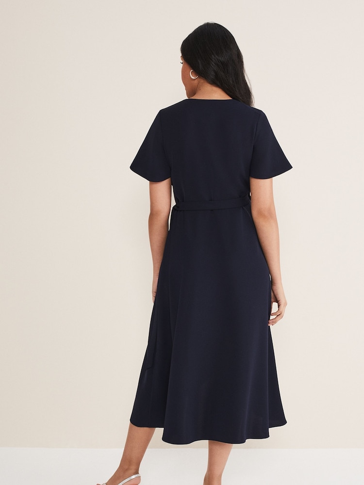 Phase Eight Blue Petite Petite Julissa Frill Wrap Dress - Image 2 of 6