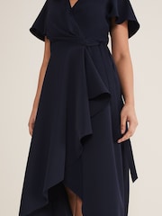Phase Eight Blue Petite Petite Julissa Frill Wrap Dress - Image 5 of 6