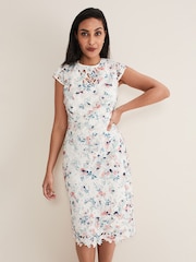 Phase Eight Cream Petite Franky Floral Lace Dress - Image 1 of 6