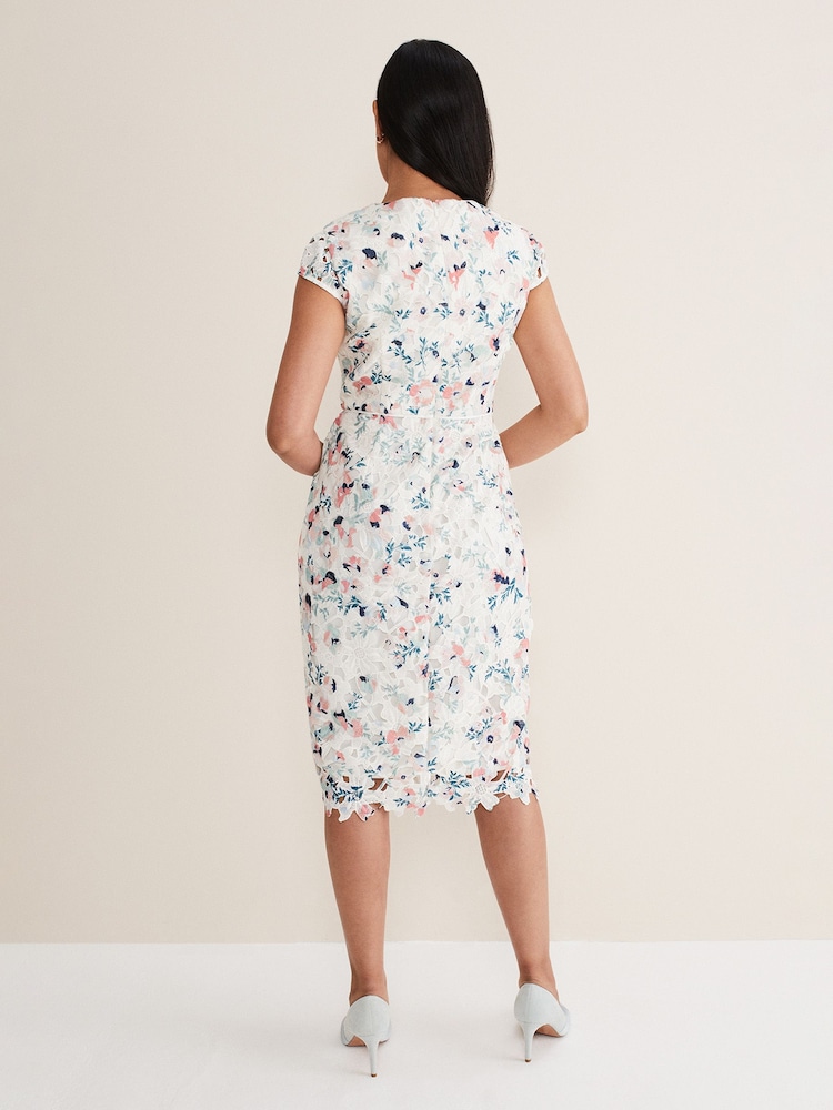 Phase Eight Cream Petite Franky Floral Lace Dress - Image 2 of 6