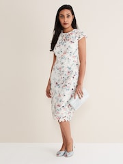 Phase Eight Cream Petite Franky Floral Lace Dress - Image 3 of 6