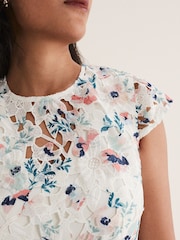 Phase Eight Cream Petite Franky Floral Lace Dress - Image 5 of 6