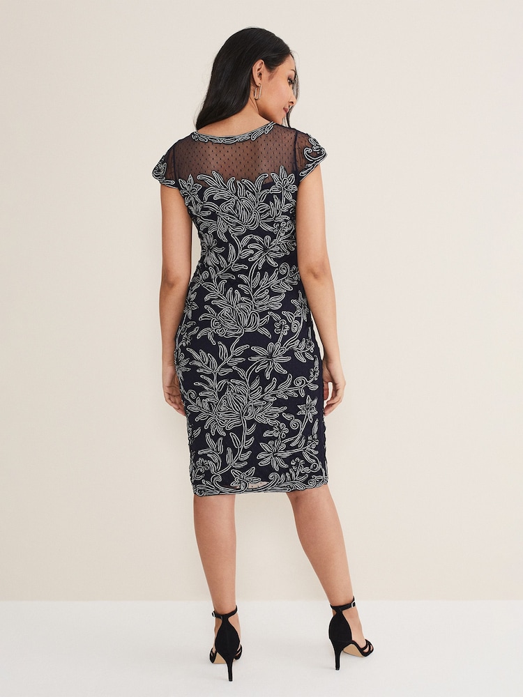 Phase Eight Blue Petite Zila Tapework Dress - Image 2 of 6
