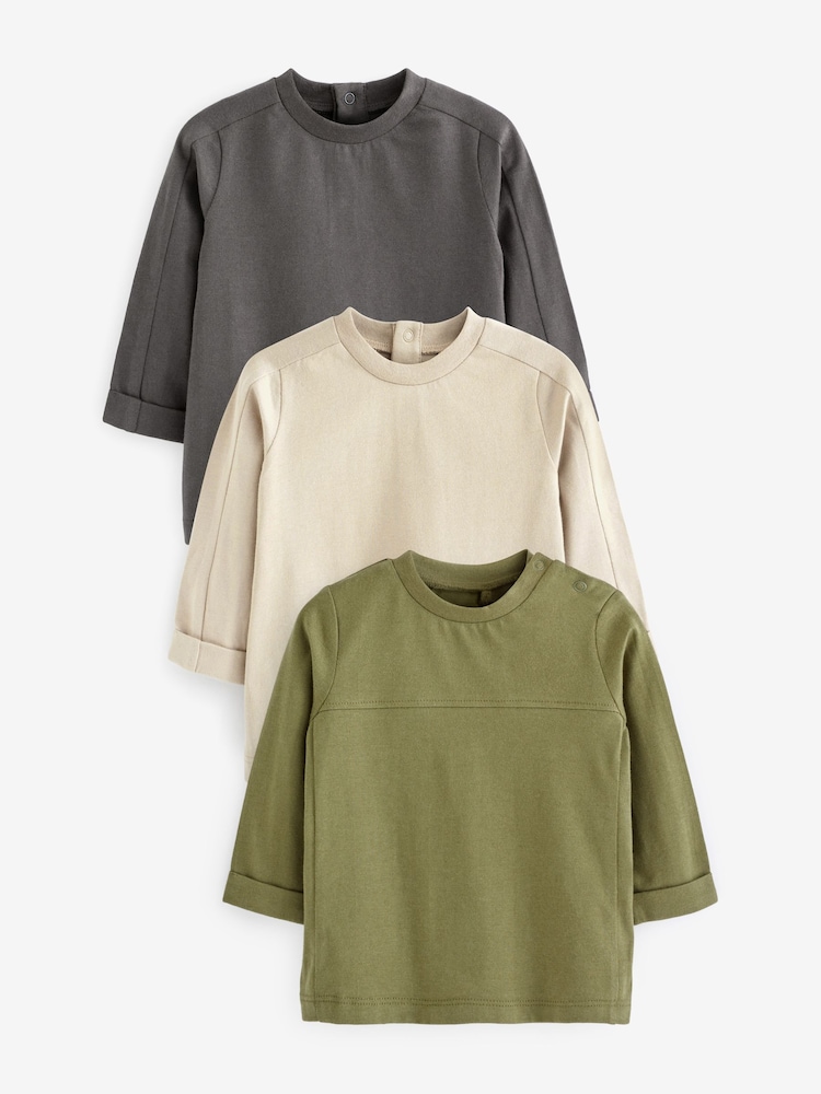 Monochrome Plain Baby Jersey T-Shirts 3 Pack - Image 1 of 3
