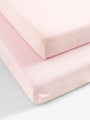 2 Pack Pink 100% Cotton Jersey Baby Fitted Sheets - Image 8 of 8