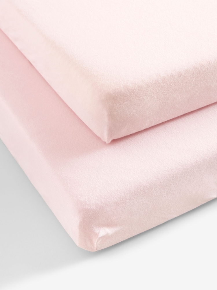2 Pack Pink 100% Cotton Jersey Baby Fitted Sheets - Image 8 of 8