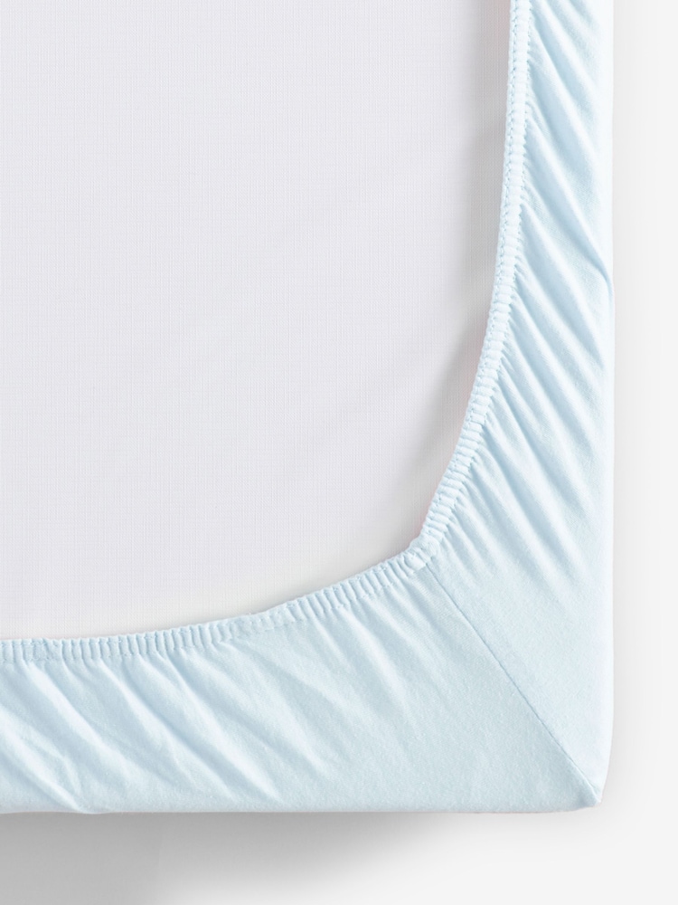 2 Pack Blue 100% Cotton Jersey Baby Fitted Sheets - Image 3 of 7