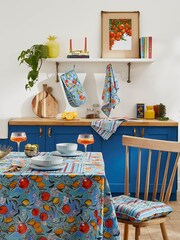 Matthew Williamson Blue Citrus Grove Cotton Linen Blend Table Cloth - Image 1 of 3