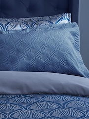 Catherine Lansfield Blue Art Deco Pearl Quilted Pillowsham Pair - Image 1 of 2