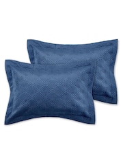 Catherine Lansfield Blue Art Deco Pearl Quilted Pillowsham Pair - Image 2 of 2
