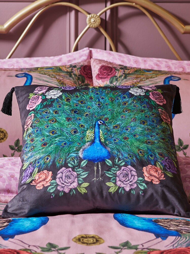 Matthew Williamson Black Peacock Bloom Cushion - Image 1 of 5