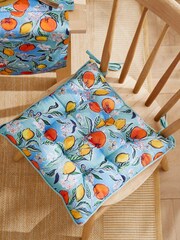 Matthew Williamson Blue Citrus Grove Cotton Linen Blend Seat Pad - Image 1 of 4