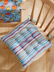 Matthew Williamson Blue Citrus Grove Cotton Linen Blend Seat Pad - Image 2 of 4