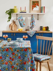 Matthew Williamson Blue Citrus Grove Cotton Linen Blend Seat Pad - Image 4 of 4