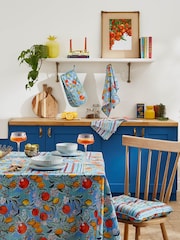 Matthew Williamson Blue Citrus Grove Cotton Linen Blend Table Cloth - Image 1 of 3