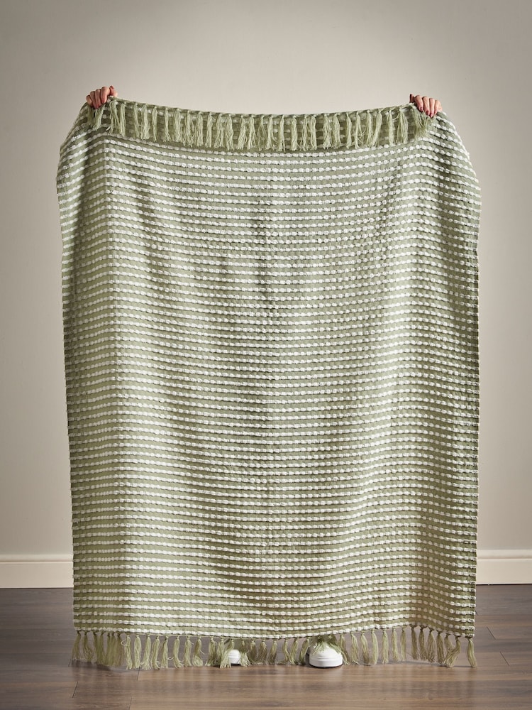 Catherine Lansfield Green Stab Stitch Throw - Image 5 of 6