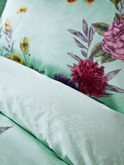 Matthew Williamson Green Floral Bloom Cotton Duvet Cover and Pillowcase Set - Image 3 of 4