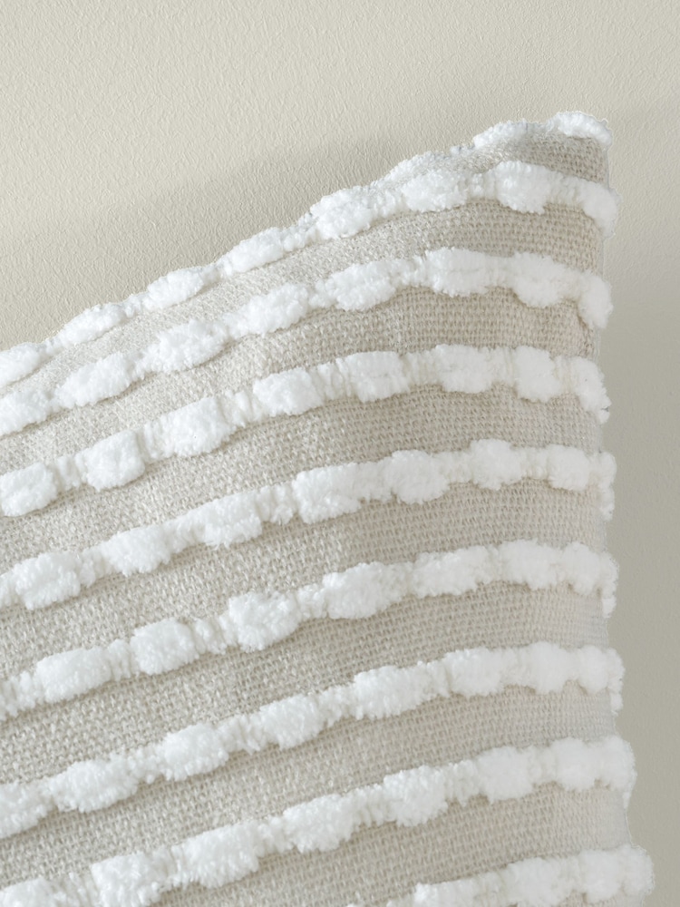 Catherine Lansfield Natural Stab Stitch Cushion - Image 2 of 6 Catherine Lansfield Natural Stab Stitch Cushion - Image 2 of 6