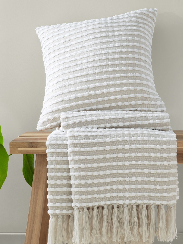 Catherine Lansfield Natural Stab Stitch Cushion - Image 4 of 5