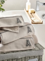 Natural Monogram Bath 100% Cotton Towel - Image 4 of 5