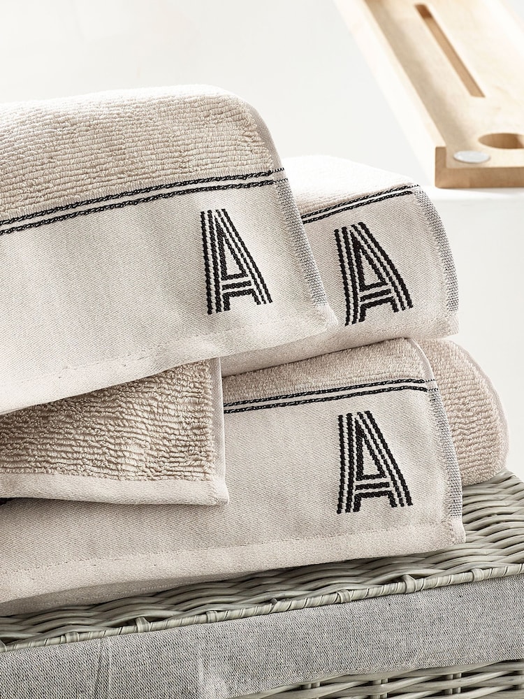 Natural Monogram Bath 100% Cotton Towel - Image 5 of 5